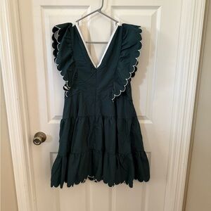 Kate Landry Dark Green Mini Dress with White Trim